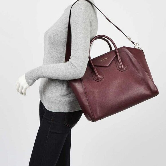 Givenchy Burgundy Sugar Goatskin Leather Medium Antigona Bag - Picture 2 of 11